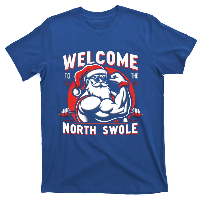 Funny Christmas Weightlifting Workout Gym North Swole Gift T-Shirt