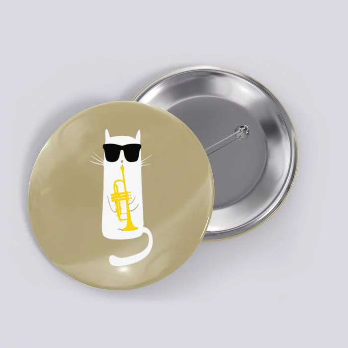 Funny Cat Wearing Sunglasses Playing Trumpet Button