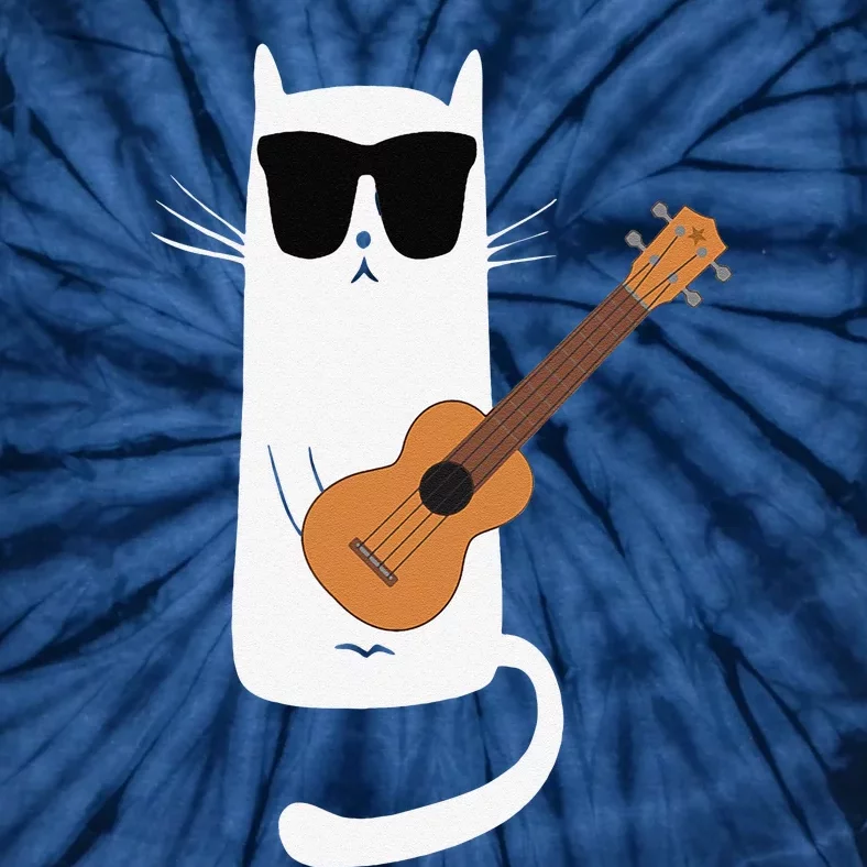 Funny Cat Wearing Sunglasses Playing Ukulele Tie-Dye T-Shirt