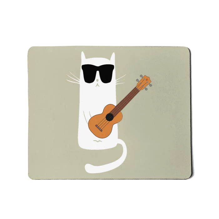 Funny Cat Wearing Sunglasses Playing Ukulele Mousepad