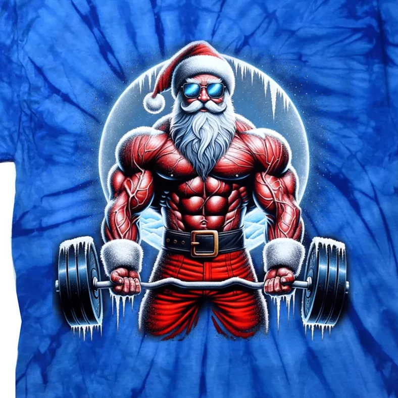 Funny Christmas Workout Deadlift Santa Weightlifting Meaningful Gift Tie-Dye T-Shirt