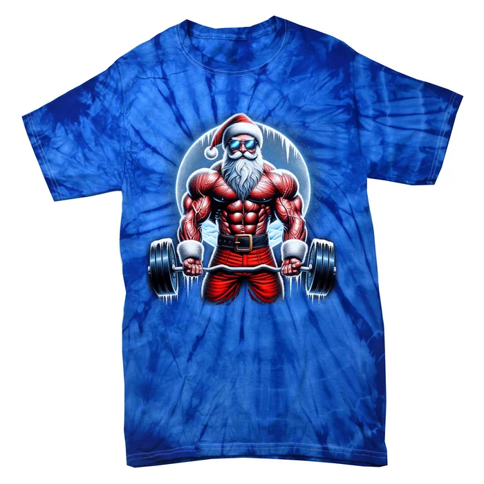 Funny Christmas Workout Deadlift Santa Weightlifting Meaningful Gift Tie-Dye T-Shirt