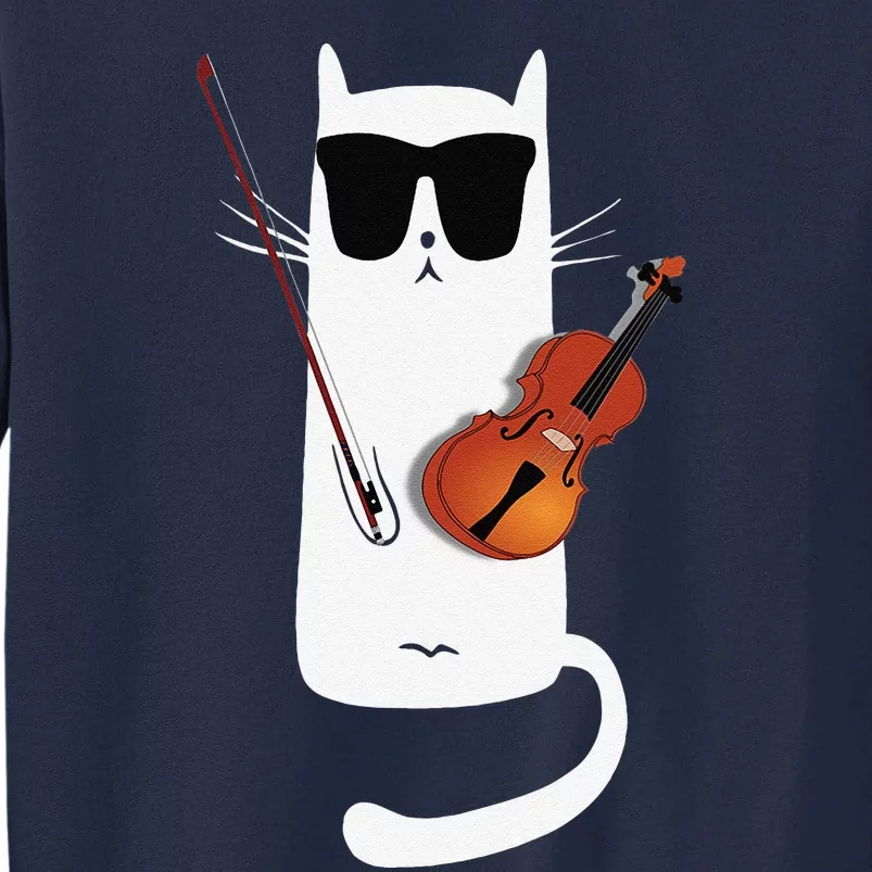 Funny Cat Wearing Sunglasses Playing Violin Tall Sweatshirt