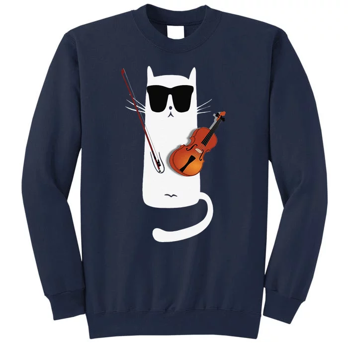 Funny Cat Wearing Sunglasses Playing Violin Tall Sweatshirt