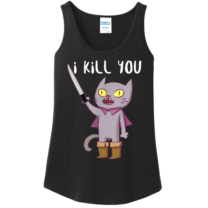 Funny Cat With Knife Cat Lovers Ladies Essential Tank