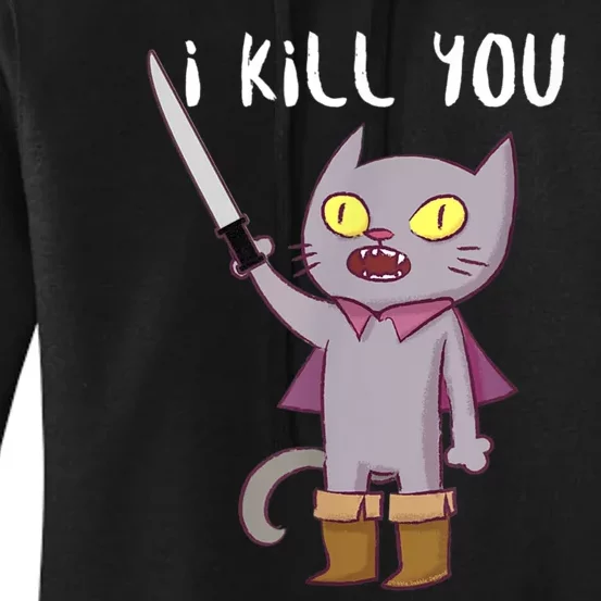 Funny Cat With Knife Cat Lovers Women's Pullover Hoodie