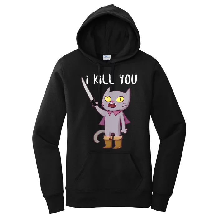 Funny Cat With Knife Cat Lovers Women's Pullover Hoodie