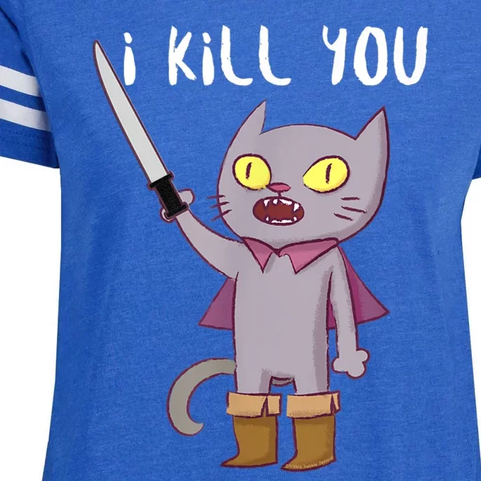 Funny Cat With Knife Cat Lovers Enza Ladies Jersey Football T-Shirt