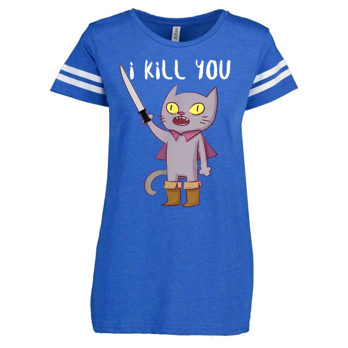 Funny Cat With Knife Cat Lovers Enza Ladies Jersey Football T-Shirt