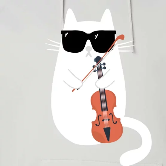 Funny Cat Wearing Sunglasses Playing Violin Viola Musician Gift Performance Fleece Hoodie