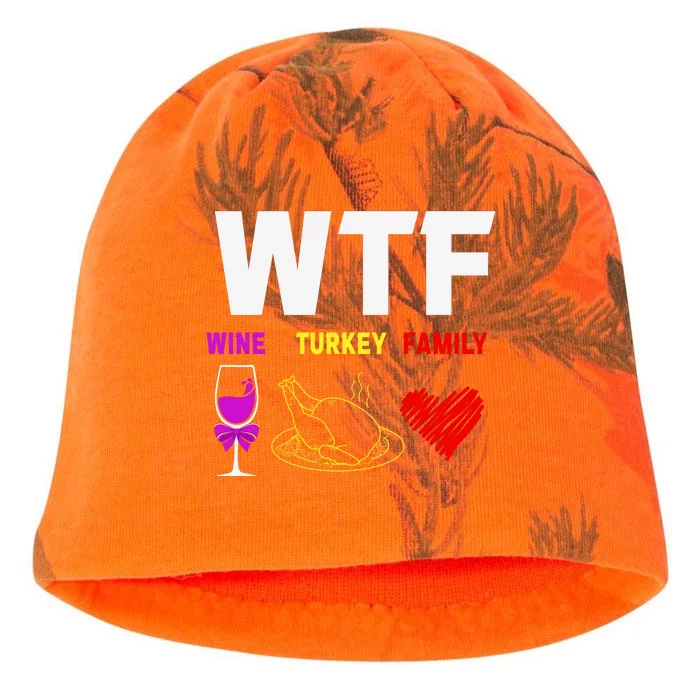 Funny Cute WTF Wine Turkey Family Thanksgiving Kati - Camo Knit Beanie