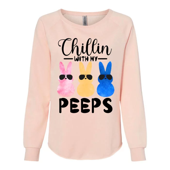 Funny Chillin With My Peeps Easter Bunny Hangin With Peeps Gift Womens California Wash Sweatshirt