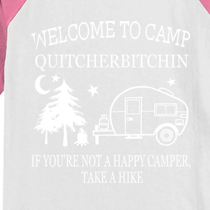 Funny Camping Welcome To Camp Quitcherbitchin Camper Outdoors Gift Kids Colorblock Raglan Jersey