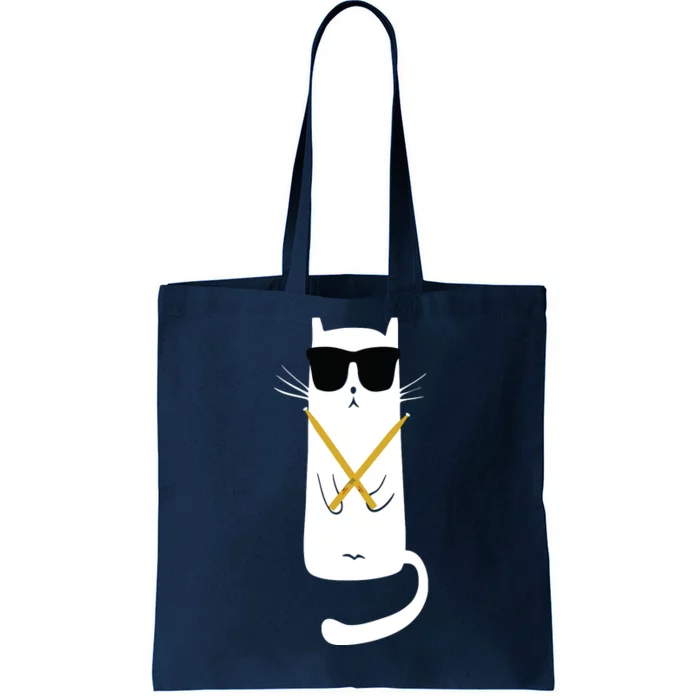 Funny Cat Wearing Sunglasses Drums Playing Drums Tote Bag