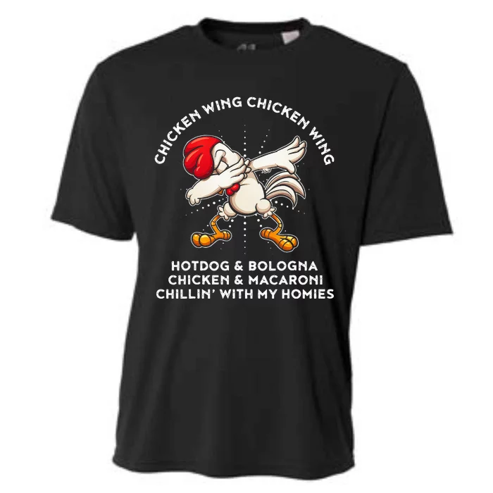 Funny Chicken Wing Song Lyric Hot Dog Bologna Macaroni Cooling Performance Crew T-Shirt