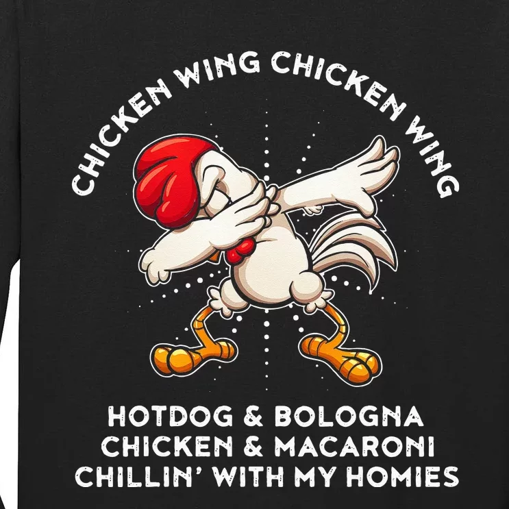 Funny Chicken Wing Song Lyric Hot Dog Bologna Macaroni Tall Long Sleeve T-Shirt