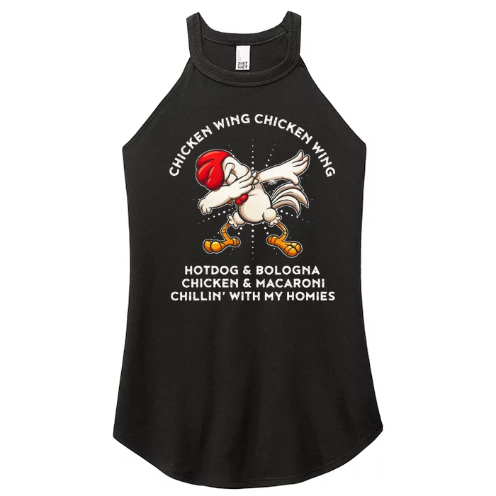 Funny Chicken Wing Song Lyric Hot Dog Bologna Macaroni Women’s Perfect Tri Rocker Tank