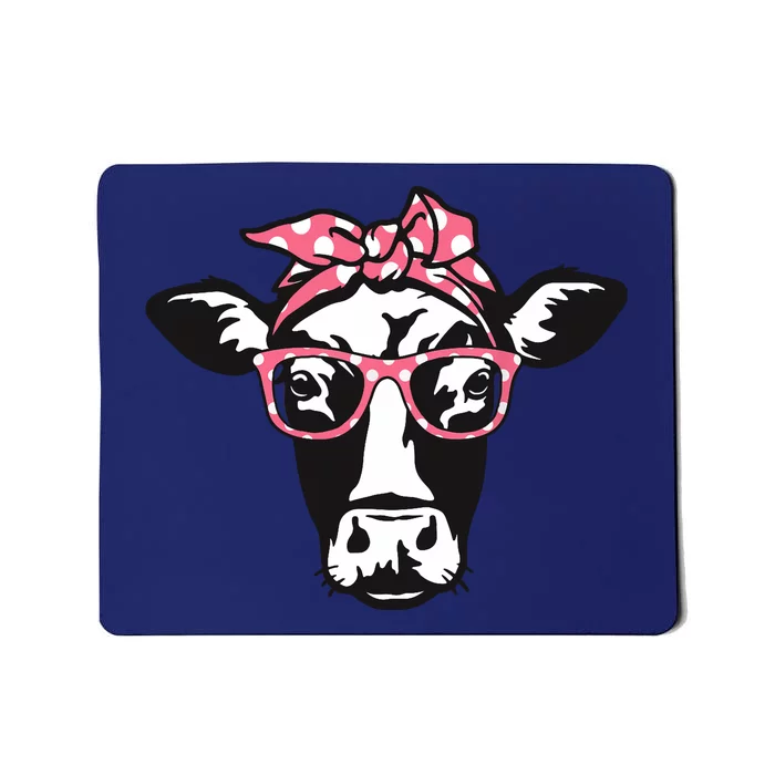 Funny Cow With Bandana Glasses, Cute Cow Mousepad