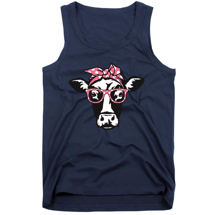 Funny Cow With Bandana Glasses, Cute Cow Tank Top