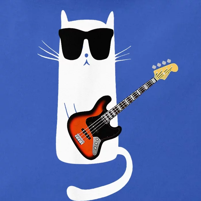 Funny Cat Wearing Sunglasses Playing Bass Guitar Zip Tote Bag