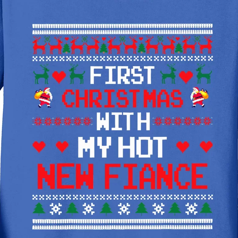 First Christmas With My New Hot Fiance Couples Matching Kids Long Sleeve Shirt