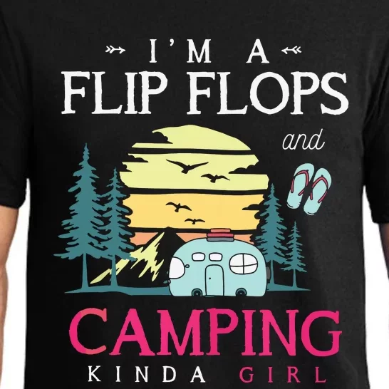 Funny Camper Women Girl Camp Flip Flops Retro Camping Tank Top Pajama Set