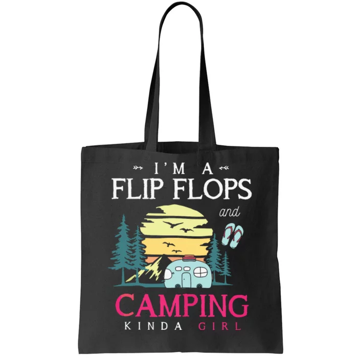 Funny Camper Women Girl Camp Flip Flops Retro Camping Tank Top Tote Bag