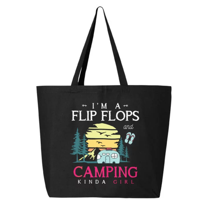 Funny Camper Women Girl Camp Flip Flops Retro Camping Tank Top 25L Jumbo Tote