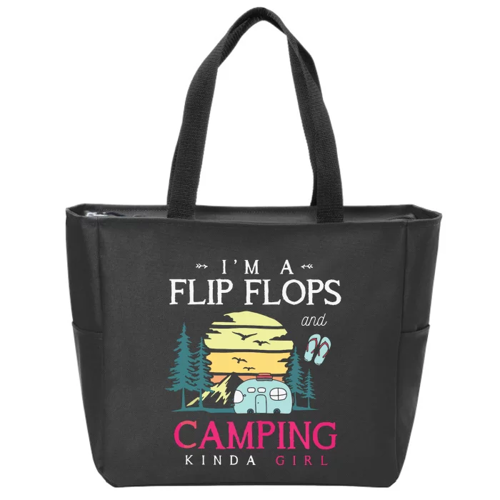 Funny Camper Women Girl Camp Flip Flops Retro Camping Tank Top Zip Tote Bag