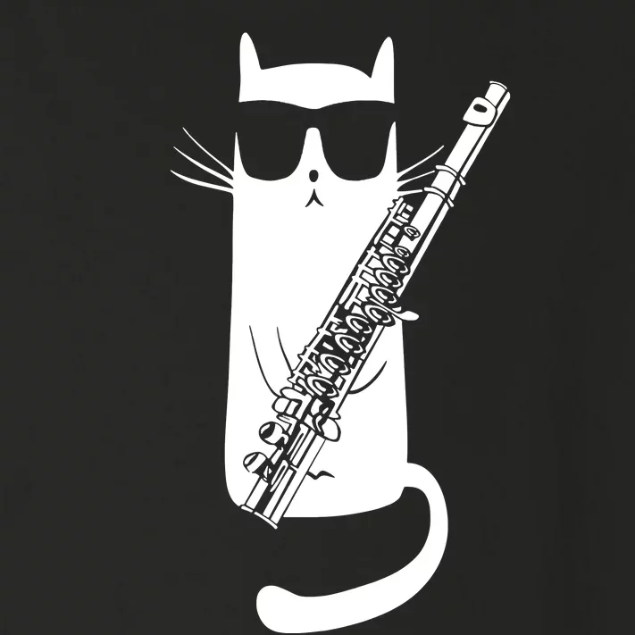 Funny Cat Wearing Sunglasses Playing Flute Musician Toddler Long Sleeve Shirt