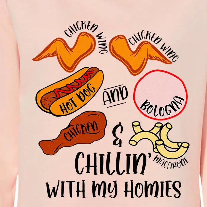 Funny Chicken Wing Song Lyric Hot Dog Bologna Macaroni Womens California Wash Sweatshirt