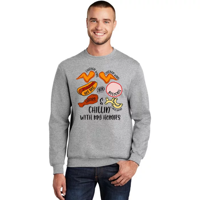 Funny Chicken Wing Song Lyric Hot Dog Bologna Macaroni Tall Sweatshirt