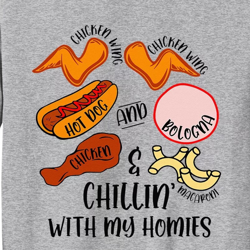 Funny Chicken Wing Song Lyric Hot Dog Bologna Macaroni Tall Sweatshirt