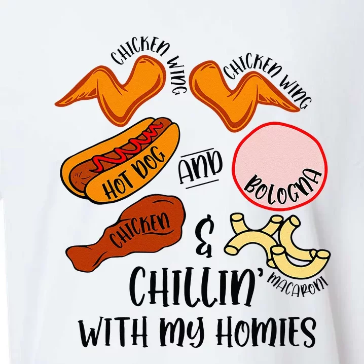 Funny Chicken Wing Song Lyric Hot Dog Bologna Macaroni Sueded Cloud Jersey T-Shirt