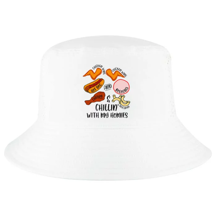 Funny Chicken Wing Song Lyric Hot Dog Bologna Macaroni Cool Comfort Performance Bucket Hat