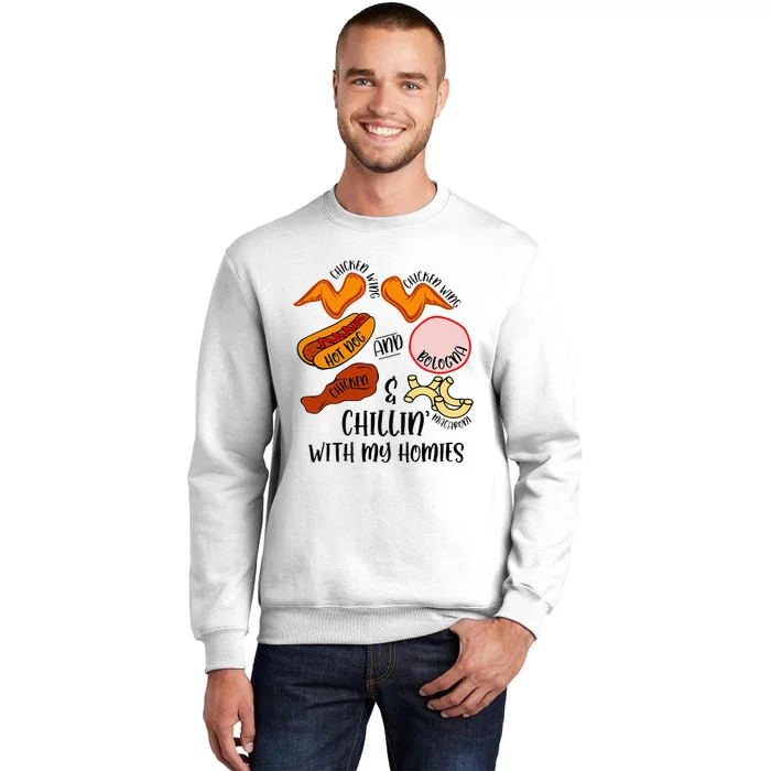 Funny Chicken Wing Song Lyric Hot Dog Bologna Macaroni Sweatshirt