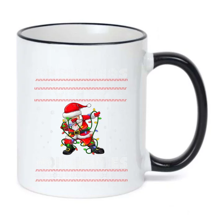 Funny Christmas With My Ho Ho Homies Family Dabbing Santa Black Color Changing Mug