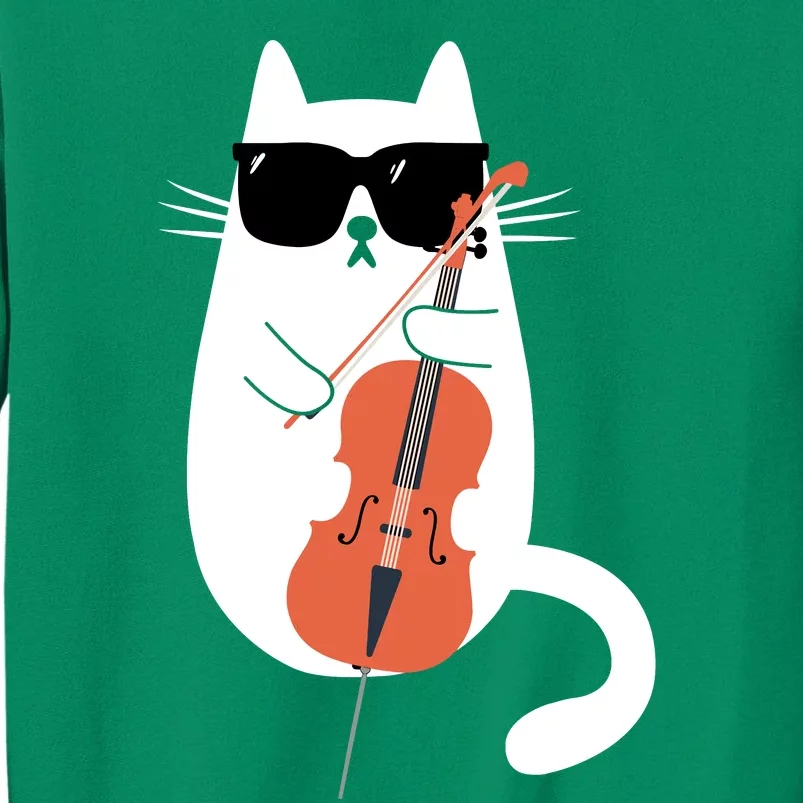 Funny Cat Wearing Sunglasses Playing Cello Cellist Musician Sweatshirt