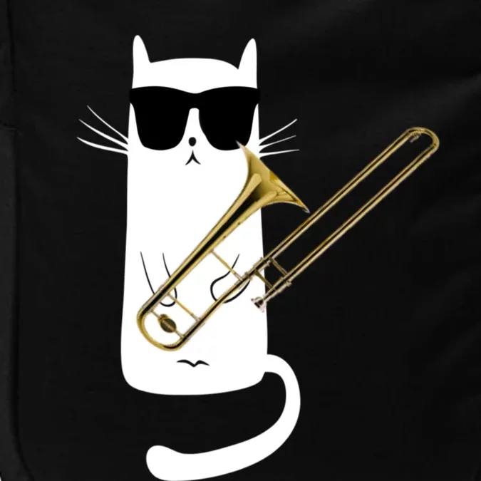 Funny Cat Wearing Sunglasses Playing Trombone Impact Tech Backpack