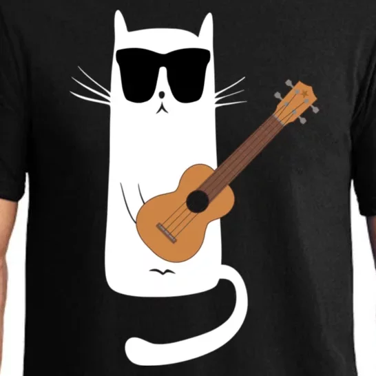 Funny Cat Wearing Sunglasses Playing Ukulele Pajama Set