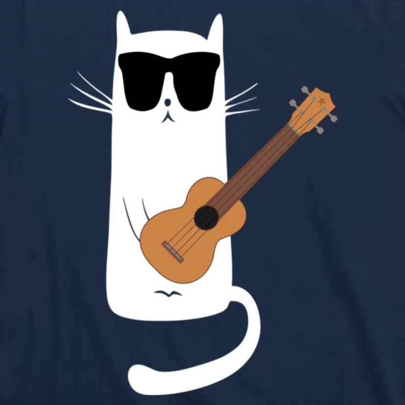 Funny Cat Wearing Sunglasses Playing Ukulele T-Shirt