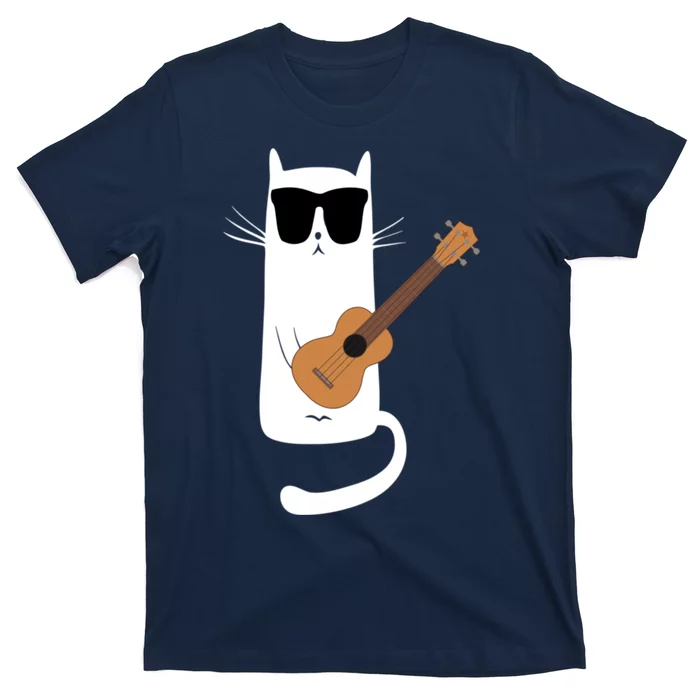 Funny Cat Wearing Sunglasses Playing Ukulele T-Shirt