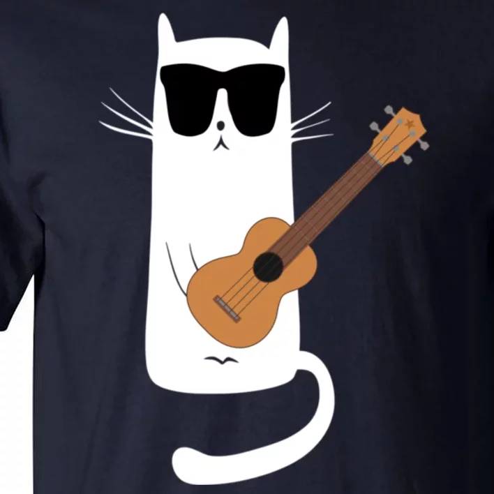 Funny Cat Wearing Sunglasses Playing Ukulele Tall T-Shirt