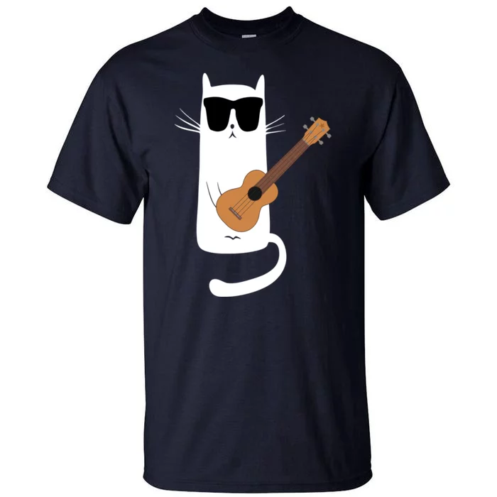 Funny Cat Wearing Sunglasses Playing Ukulele Tall T-Shirt