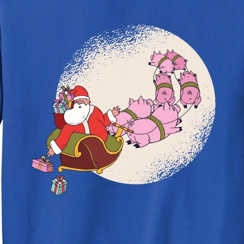 Funny Christmas When Pig Fly Oinkers Pulling Sleigh Meaningful Gift Tall Sweatshirt