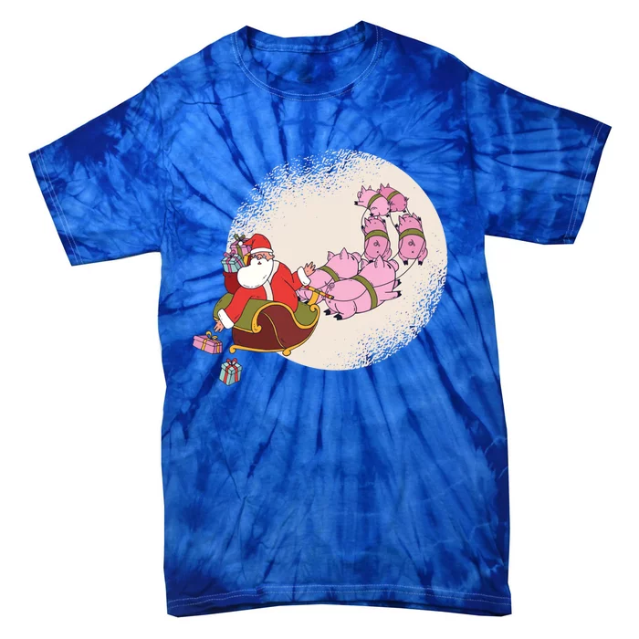 Funny Christmas When Pig Fly Oinkers Pulling Sleigh Meaningful Gift Tie-Dye T-Shirt