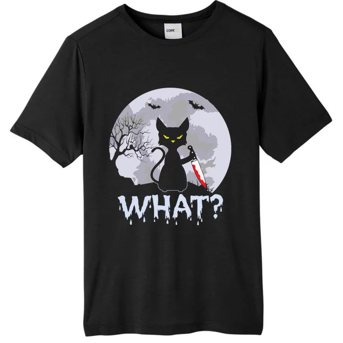 Funny CAT WHAT? Murderous Black Cat With Knife Halloween Costume ChromaSoft Performance T-Shirt