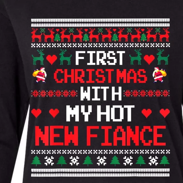 First Christmas With My New Hot Fiance Couples Matching Womens Cotton Relaxed Long Sleeve T-Shirt