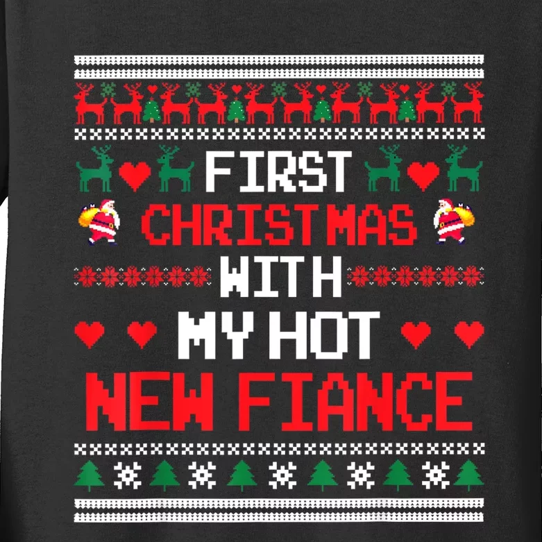 First Christmas With My New Hot Fiance Couples Matching Kids Long Sleeve Shirt