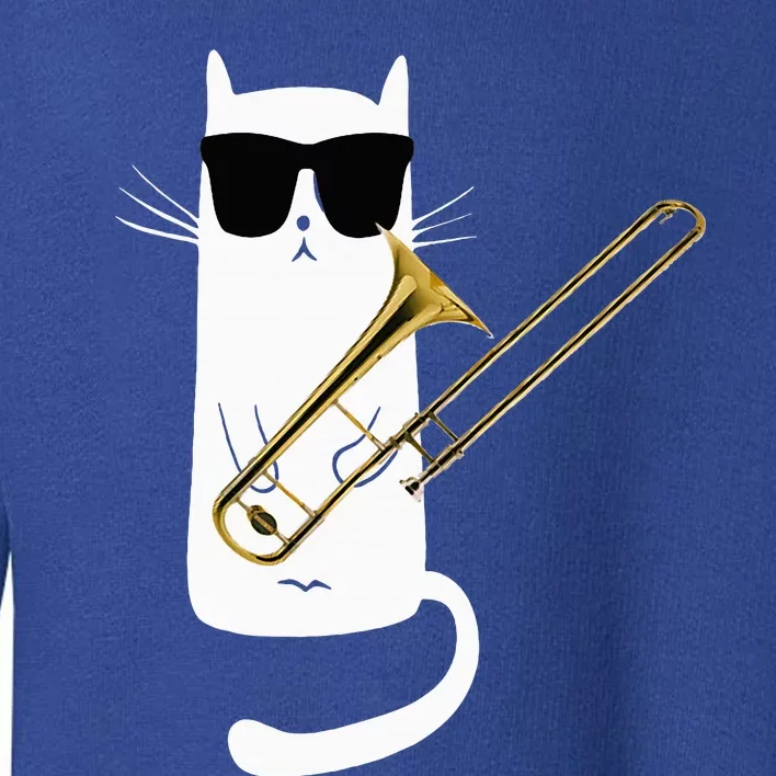 Funny Cat Wearing Sunglasses Playing Trombone Toddler Sweatshirt